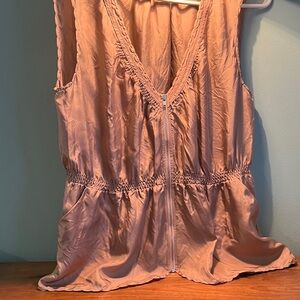 100%Silk J.Crew Large Sleeveless Top tan/rust
